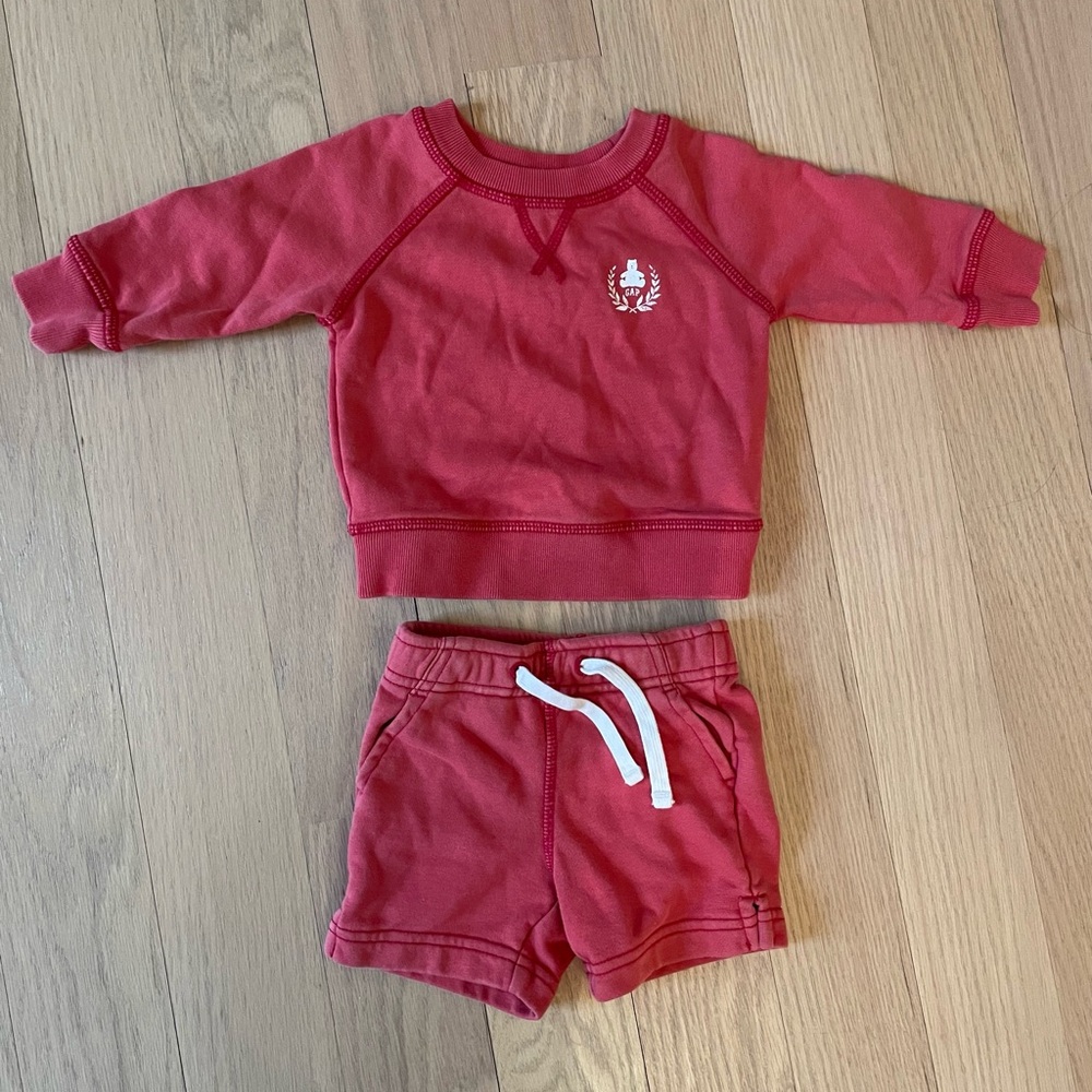 Gap Red Baby Sweatshirt & Shorts Set